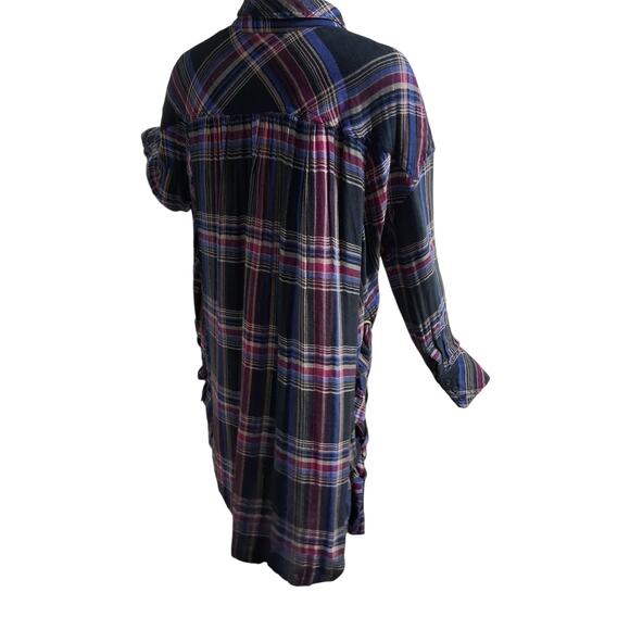 Free People Womens Size S Oversized Nordic Day Side Lace Up Flannel Plaid Top - Picture 8 of 13